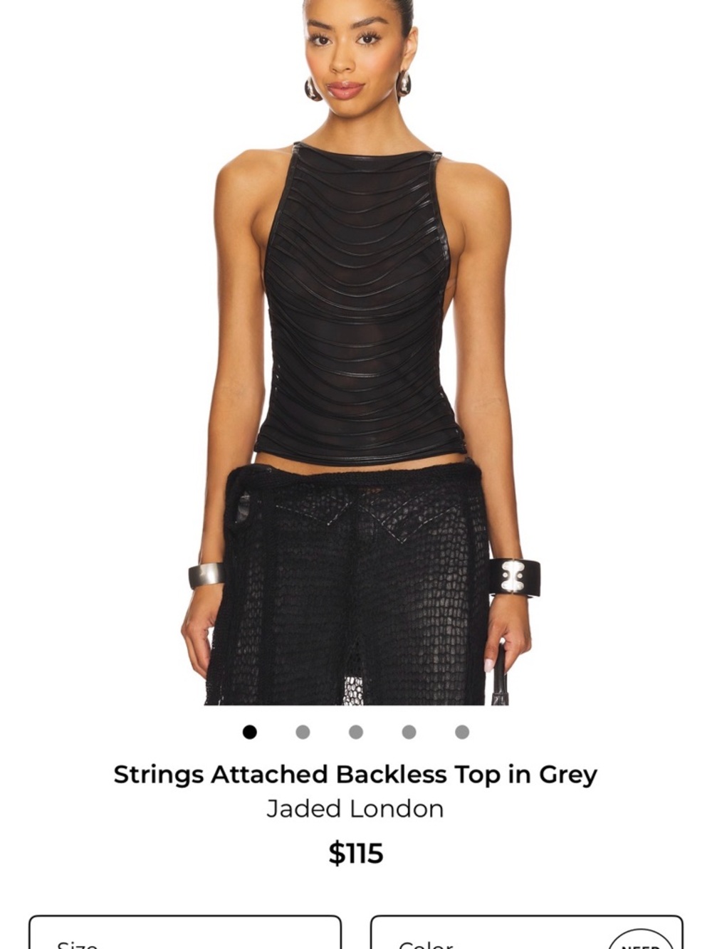 Jaded London Black Sculpted Wave Tank Top